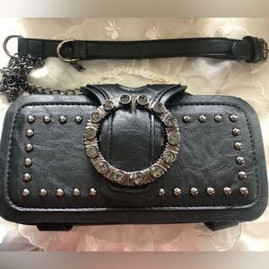 Black studded crossbody purse